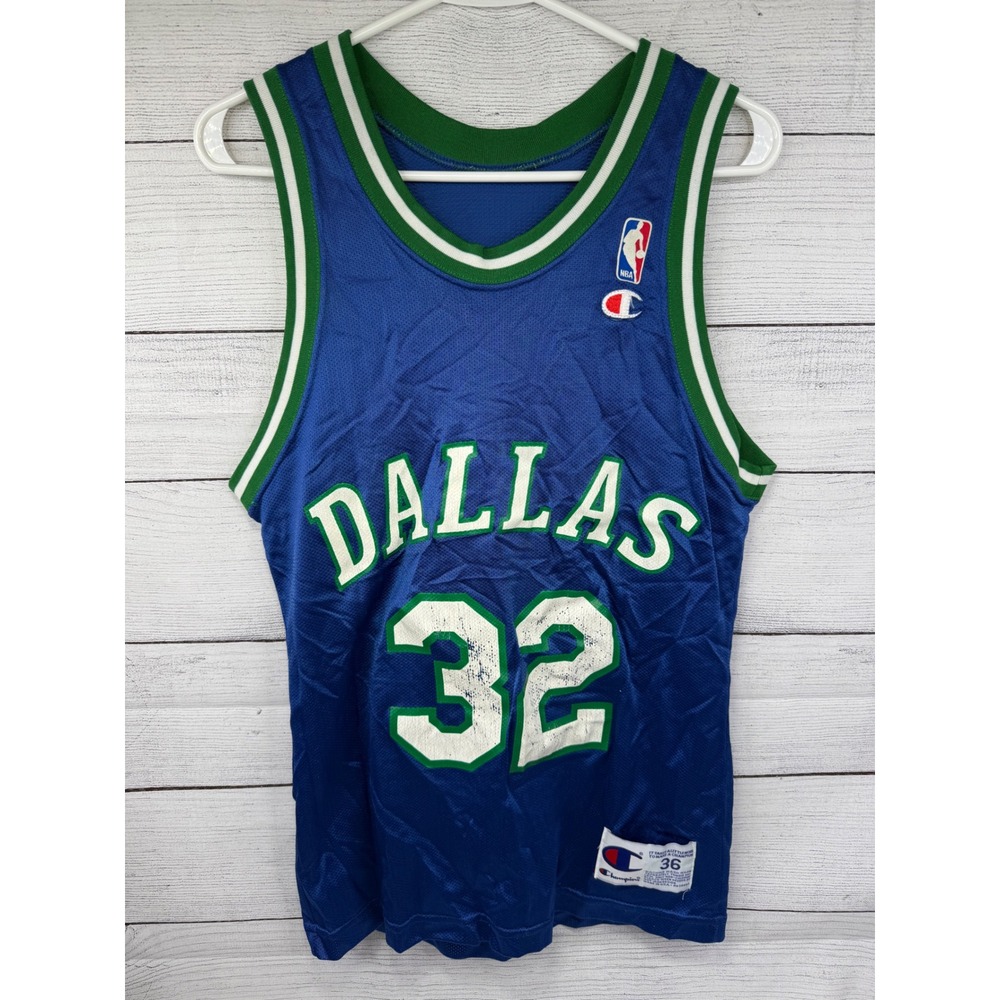 Dallas Mavericks 32 Mashburn Champion Basketball Jersey Blue Green Mens 36